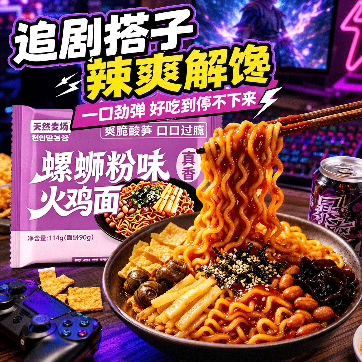 天然麦场火鸡面螺蛳粉味拌面图片