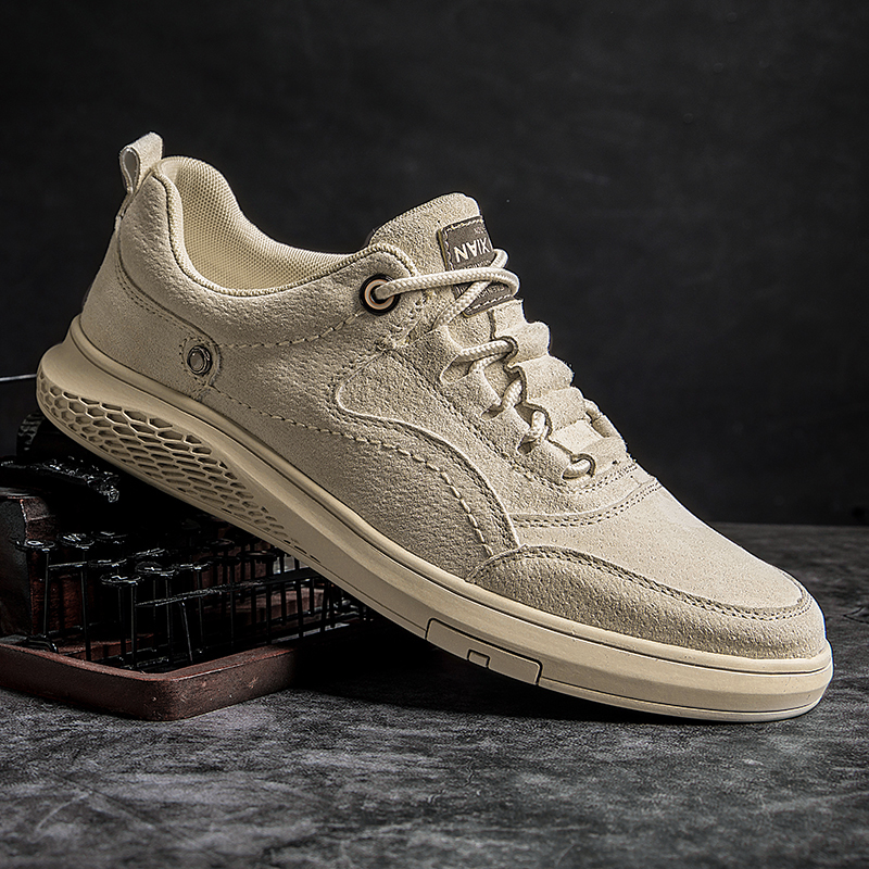 骆驼州男士时尚百搭真皮休闲板鞋