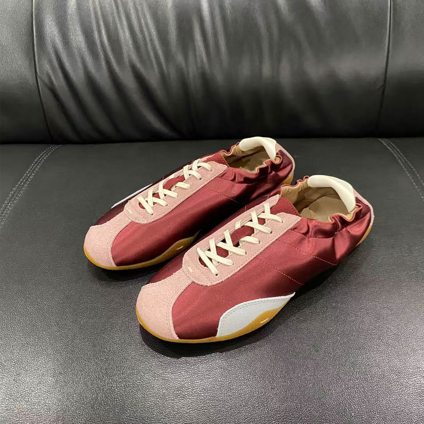 真皮德训鞋女阿甘鞋2025秋冬季新款平底百搭酒红色超火时尚休闲鞋,女鞋,德训鞋,淘宝优惠券,粉丝福利购,淘宝优惠卷