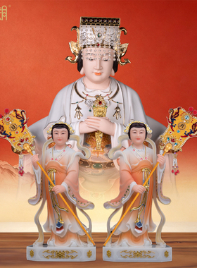 妈祖纯手工侍女日月扇子配饰法器帆布扇子品家用神像供奉堂口摆件