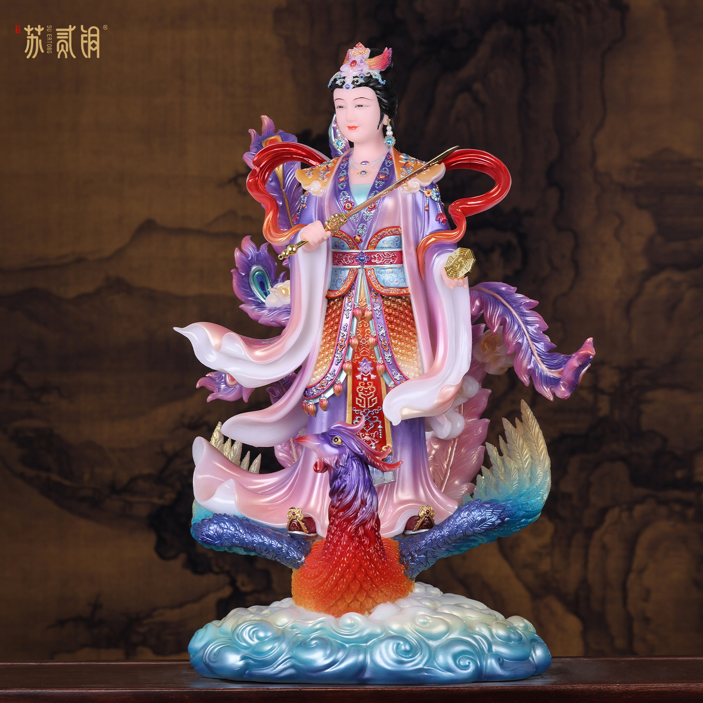 九天玄女娘娘汉白玉佛堂供奉摆件