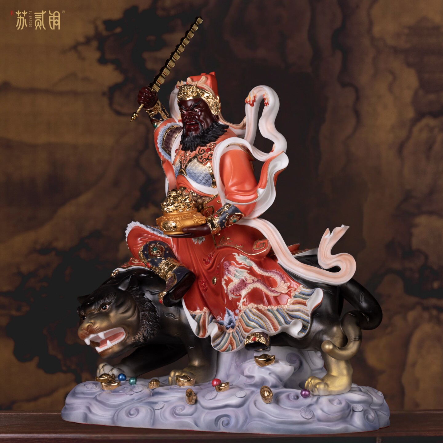 陶瓷精工武财神赵公明招财摆件