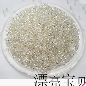DIY串珠材料 3mm灌银米珠 玻璃散珠 手链项链手工材料 8克约260颗
