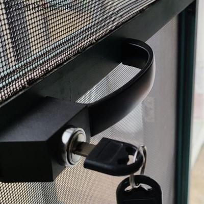 铝合金三推金刚网纱窗把手按压锁儿童安全防护推拉三趟纱窗锁配.