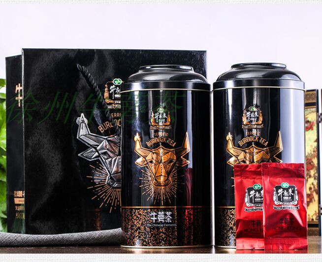 天利牛起来牛蒡茶铁罐装40包2罐搭配手提袋200克包邮黄金养生