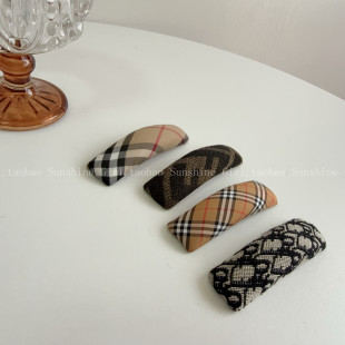 复古经典格纹侧边刘海夹子碎发格子刘海边夹BB夹发卡布艺发夹夹子