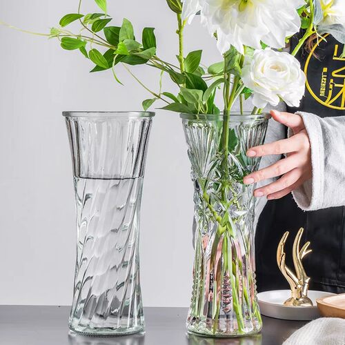 30CM超大号玻璃花瓶摆件客厅插花轻奢高级感透明水养培富贵竹专用