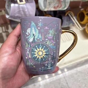 香港迪士尼乐园陶瓷杯冰雪奇缘‌爱莎安娜公主城堡马克杯子