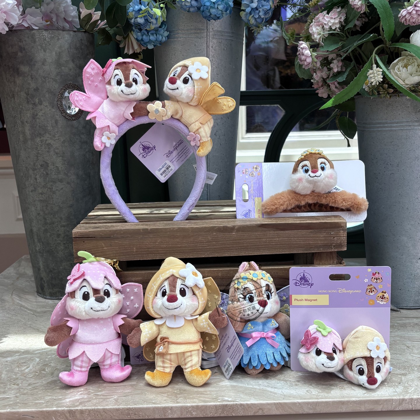 香港迪士尼乐园精灵仙子奇奇帝帝克莉丝发夹公仔头发箍挂件