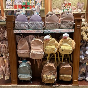 香港迪士尼乐园玫玫PU饼饼贝儿达菲托尼书包卡通可爱毛绒双肩背包