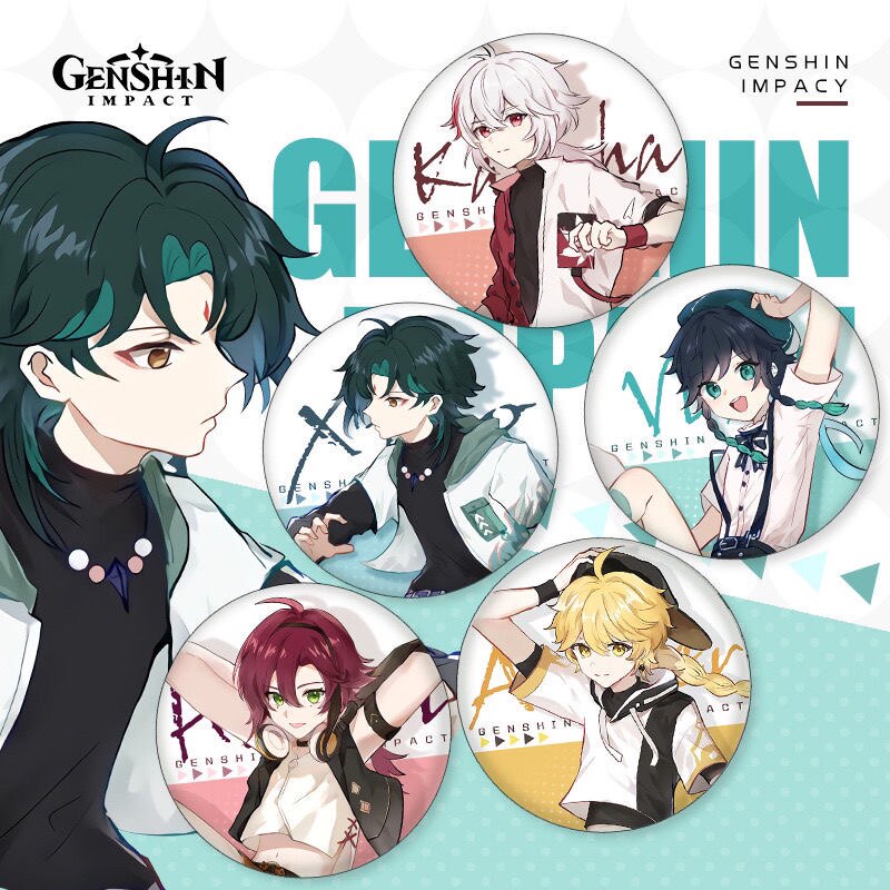 原神徽章风元素少年系列主题枫原万叶魈温迪58mm星闪吧唧胸针