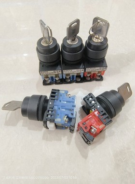 黑色带单钥匙自复旋钮两档三档旋钮22mm带触点AR9B290 AR9B291