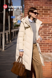 露韵诗羽绒服268720中长正肩连帽专柜正品高克重厚面料高蓬松度