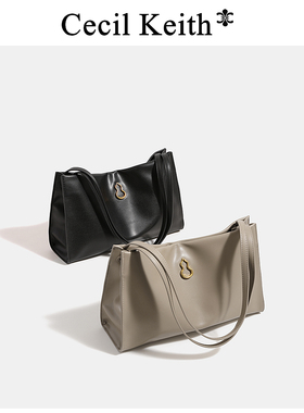 cecilKeith香港2024新款法式单肩休闲大包手提葫芦大容量托特包女