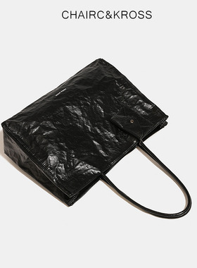 CHARIC&KROSS褶皱托特包女士2026新款通勤大容量手提腋下单肩大包