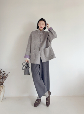 李cc·秋冬新款阔版羊毛新中式盘扣大衣外套女