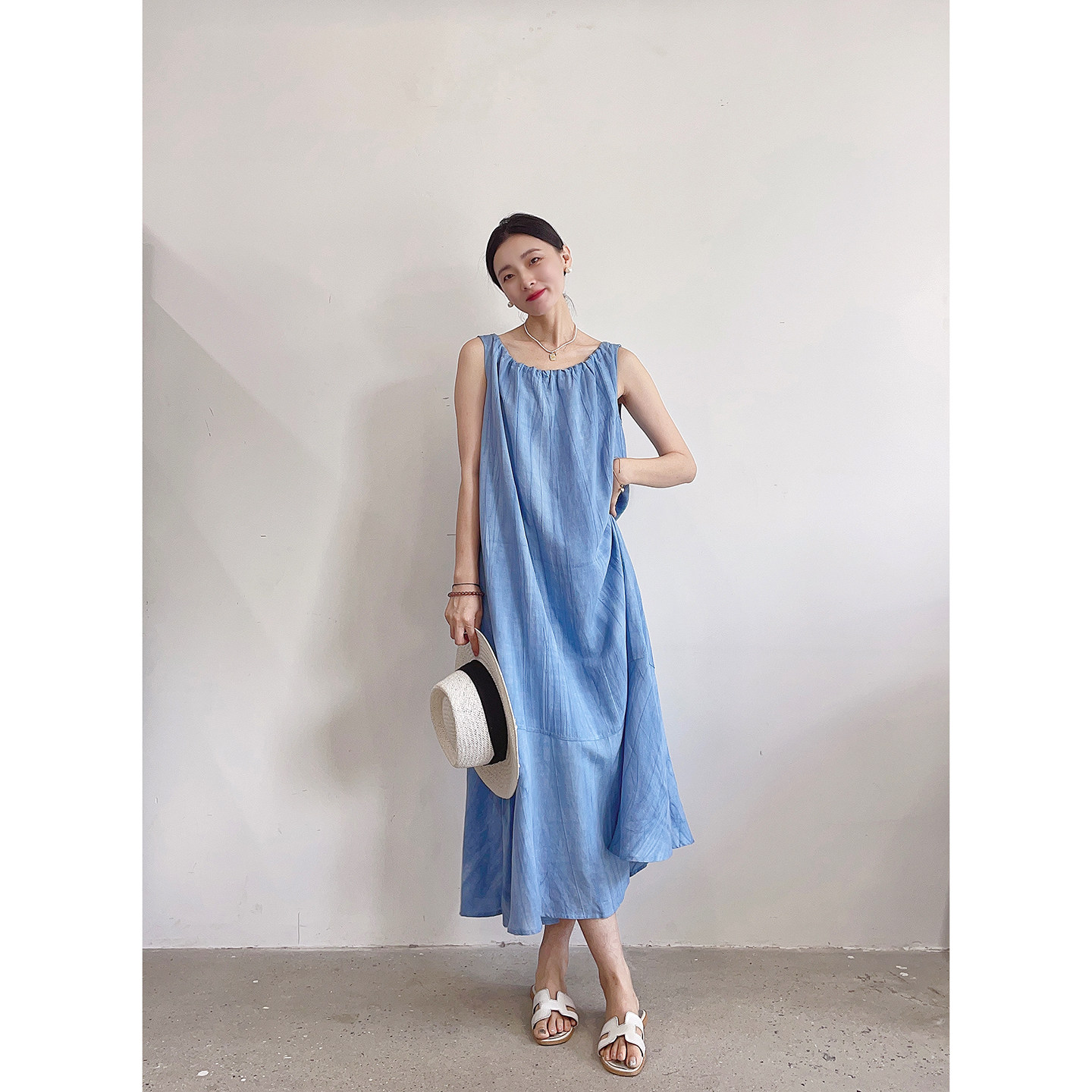 李cc·夏季法式简约度假亚麻连衣裙