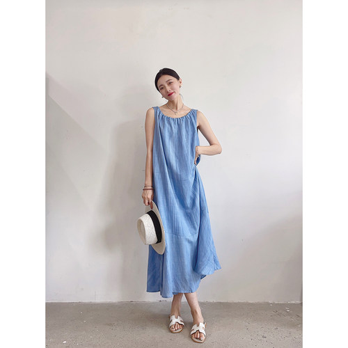 李cc·夏季法式简约度假亚麻连衣裙