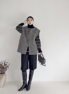 李cc·秋冬新款韩版气质简约圈圈呢羊毛马甲