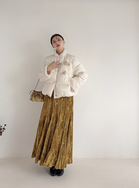 李cc·新中式毛毛领暗纹羽绒服外套秋冬款