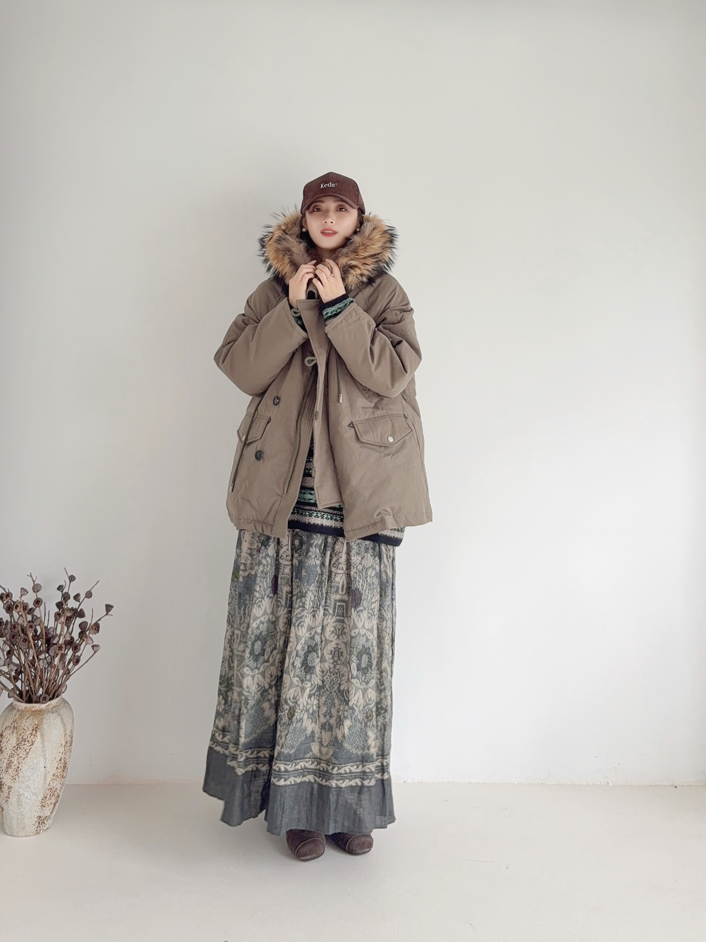 李cc·韩系秋冬新款工装保暖大毛领派克羽绒服外套