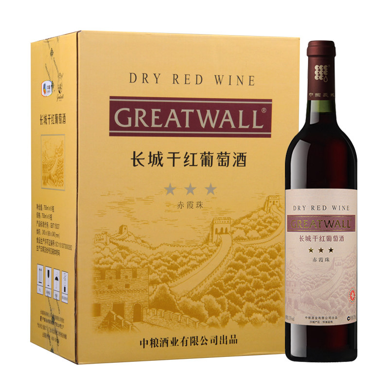2019年生产 长城红酒 中粮长城三星赤霞珠A标干红葡萄酒750ml*6瓶