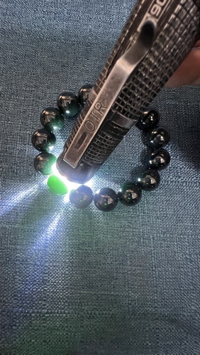 天然翡翠A货墨翠卡15珠子手串打灯满绿黑度极黑完美带证书礼盒