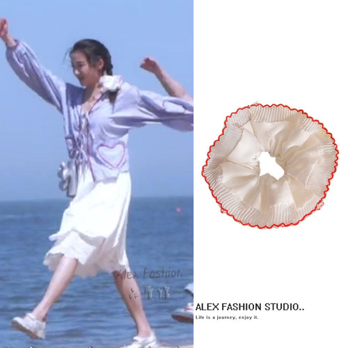 耀眼晴也关晓彤同款发圈法式温柔气质芭蕾风蕾丝花边大肠发圈发饰