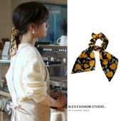 轧戏赵孝柔李婷婷同款 飘带大肠发圈复古玫瑰花港风气质头饰发饰潮