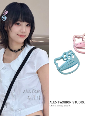 黄灿灿同款发夹可爱甜美猫咪镂空BB夹掰掰夹侧边夹碎发夹刘海夹女