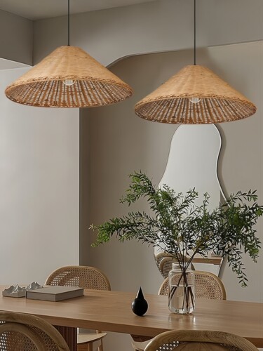 覆古藤餐厅草帽灯罩中国禅宗风格个性化火锅店藤床加早餐东南亚竹