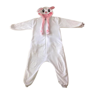 儿童兔子连体睡衣秋冬季可爱加厚法兰绒女孩宝宝亲子连身家居服