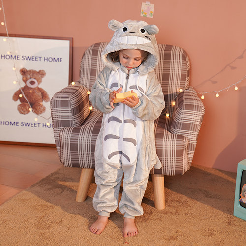 龙猫卡通动物亲子女孩连体睡衣