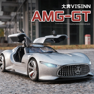 合金1:32大奔AMG GTR跑车模型 仿真合金声光回力玩具汽车模摆件