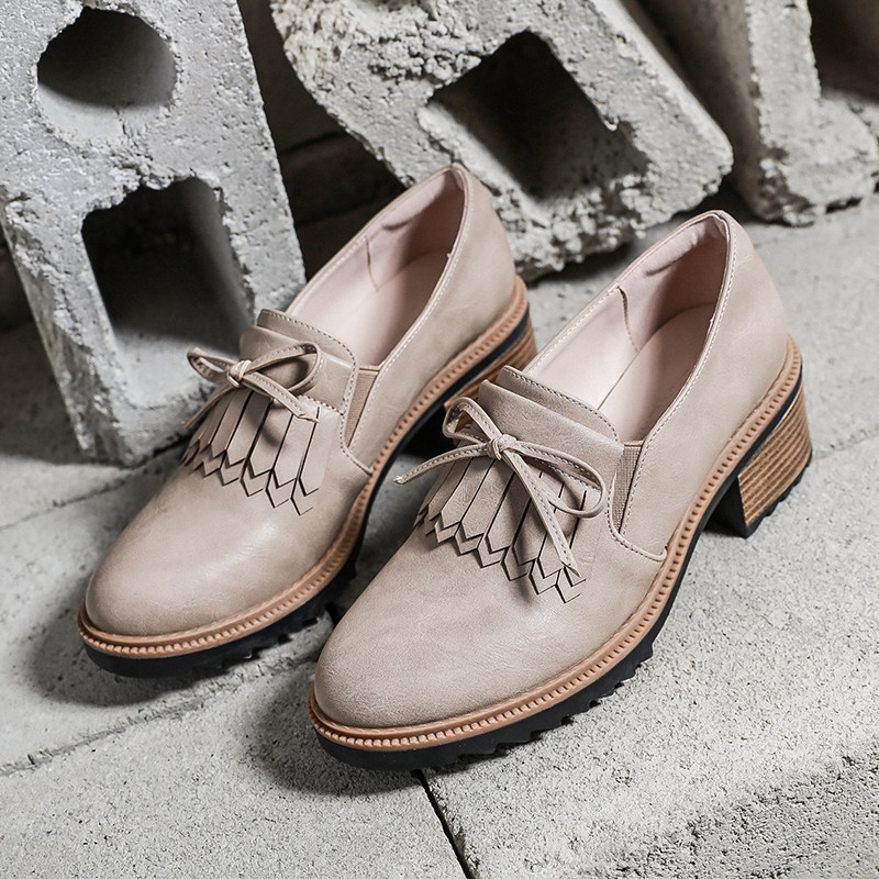 Spring Harajuku Round bow tassels With crude Single shoes chic college leather shoes Soft sister Retro Women's Shoesin the Women's Shoes, Low shoes  category - from Buy2taobao.com to provide professional Taobao agent buy service