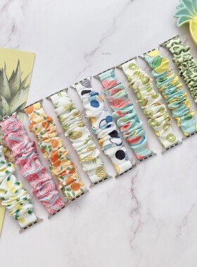 适用苹果78910代SE2iwatch6543水果弹力大肠发圈松紧手表带Ultra