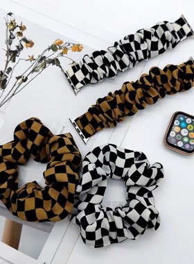 适用苹果iwatch10代9786se254JK套装大肠发圈手表带松紧弹力ultra