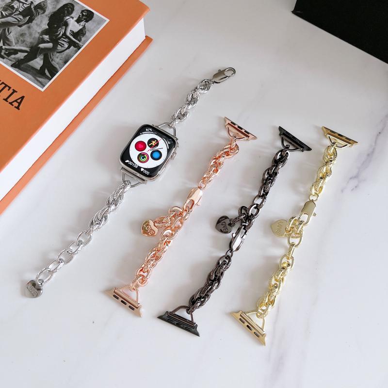 苹果情侣爱心环扣金属男女手表带