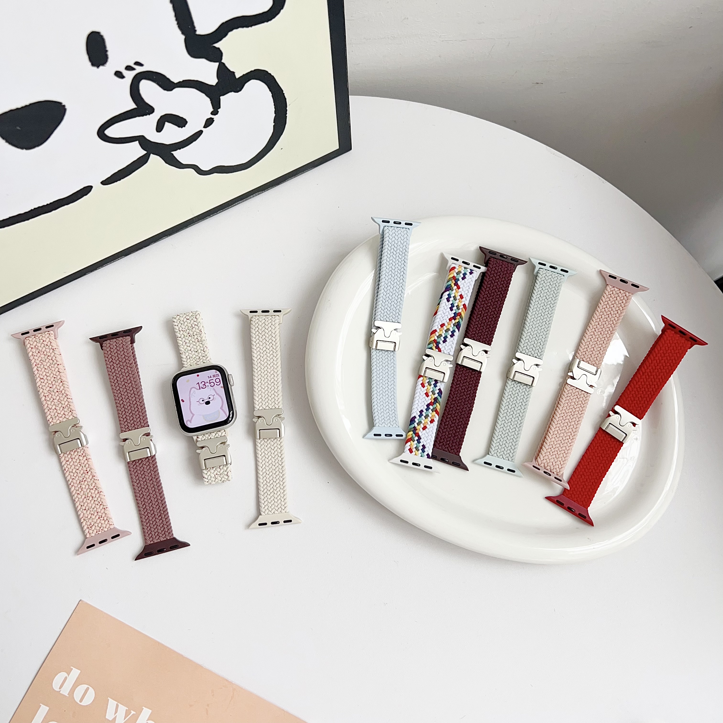 适用苹果小蛮腰伞扣编织尼龙表带