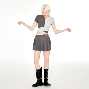 夏季少女2023新款三件套泳衣女分体遮肚显瘦运动半袖撞色温泉度假