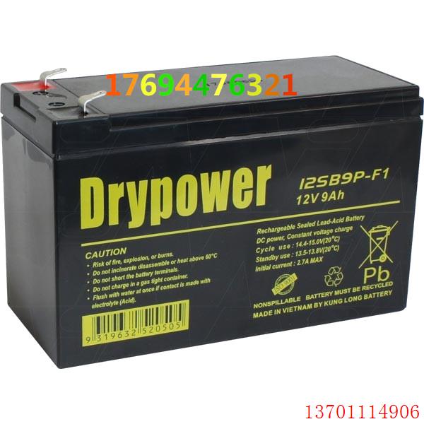 美国Drypower进口电池12SB9P-F2 12V9AH免维护12伏9安电瓶