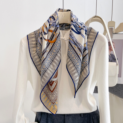 真丝羊毛丝巾女款2025新款秋冬高级感老钱风羊绒围巾小方巾护颈70