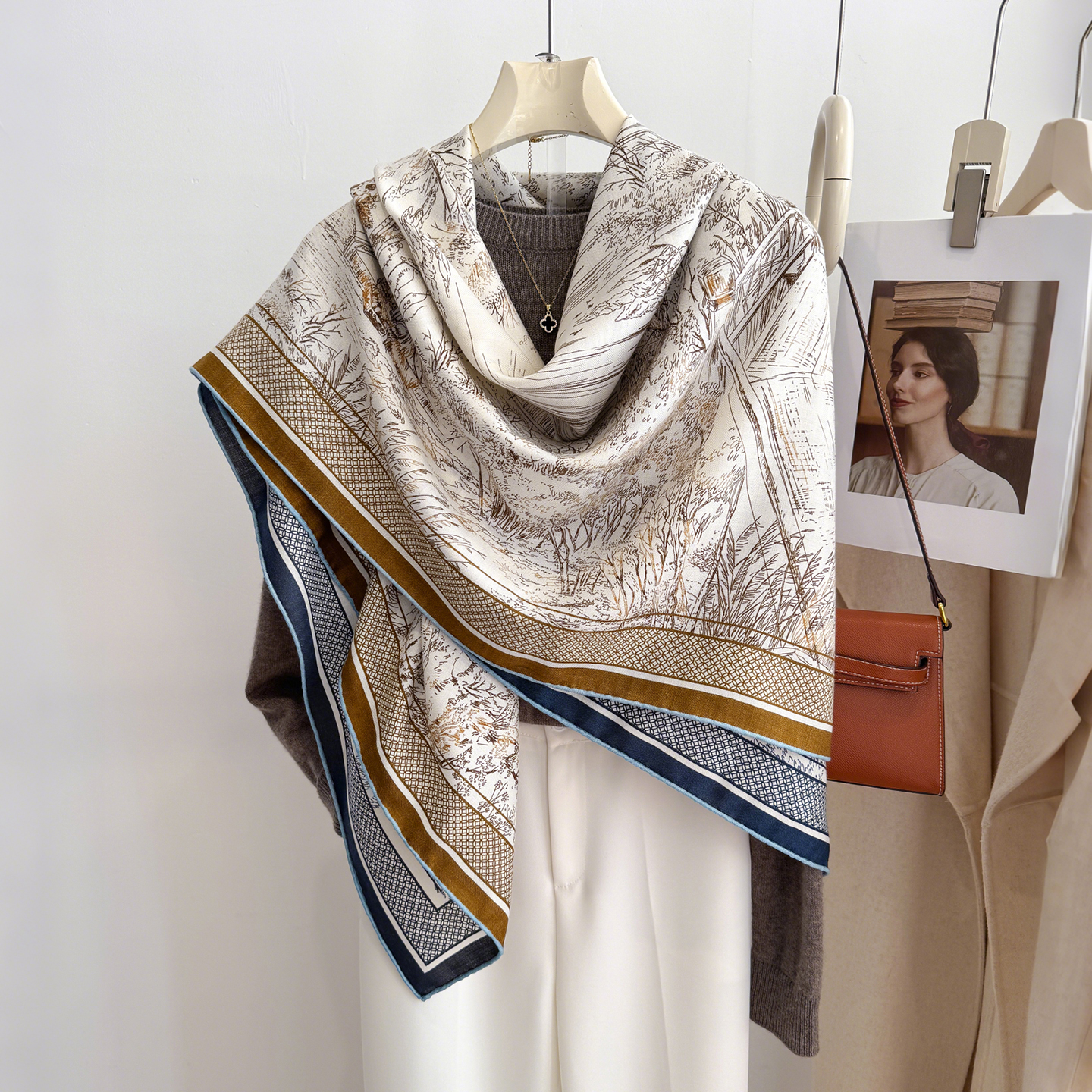 真丝羊毛丝巾女2025新款秋冬季羊绒大披肩两用外搭高端高级感秋季