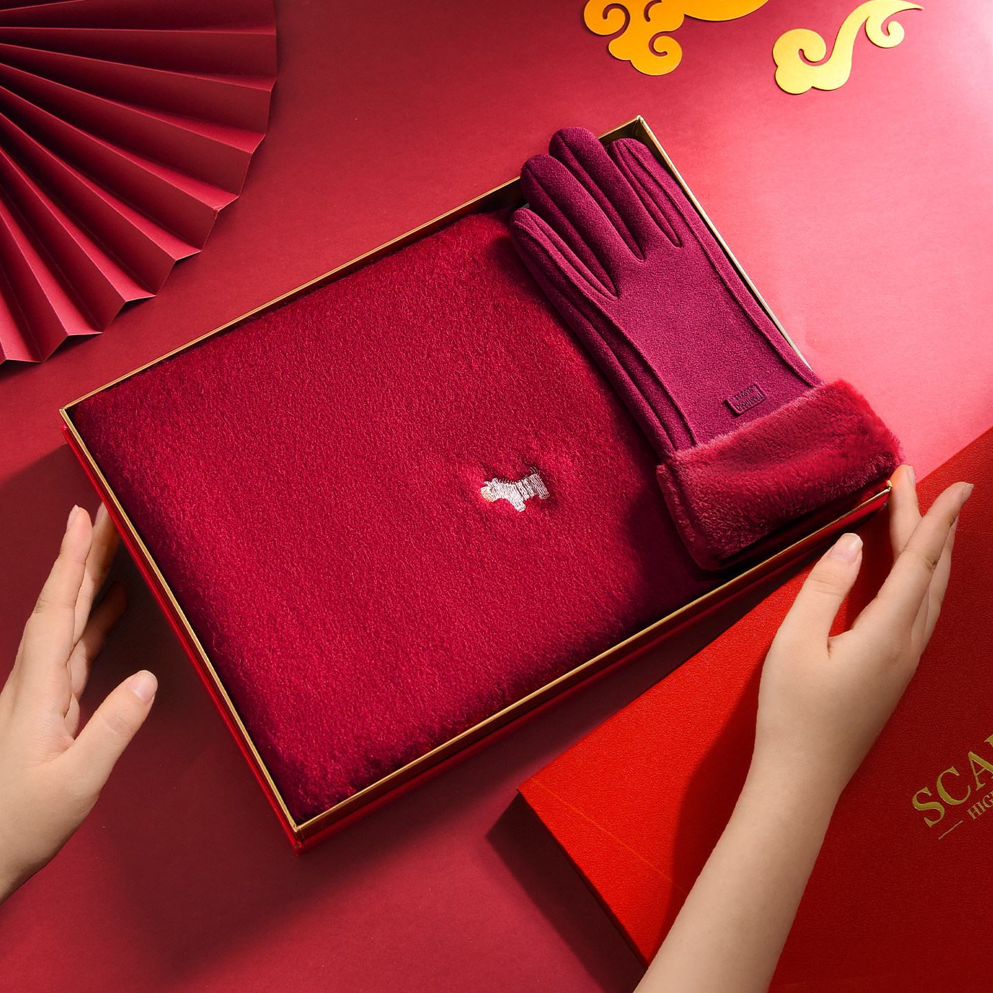 红色纯羊毛小围巾手套礼盒送妈妈2026马本命年礼物羊绒女士高级感,服饰配件/皮带/帽子/围巾,围巾/丝巾/披肩,淘宝优惠券,粉丝福利购,淘宝优惠卷