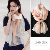 高端杭州高级感夏 纱巾长条围巾春秋薄款 真丝丝巾女士2026新款 春季