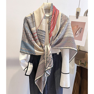 羊毛围巾丝巾女士秋冬季高级感羊绒大披肩外搭高端大气上档次薄款