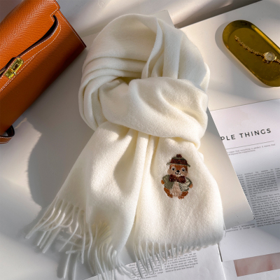 白色纯羊毛围巾女款2025新款秋冬季高级感护颈小围脖时尚洋气高档