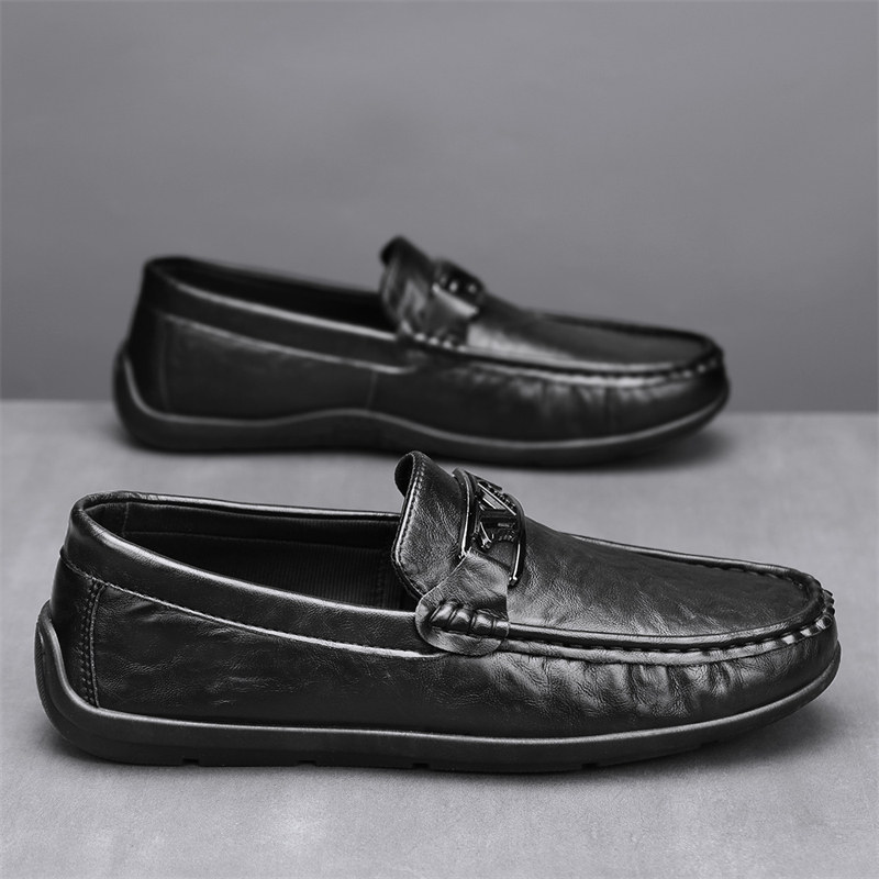 2026春季新款男士真皮豆豆鞋休闲一脚蹬懒人乐福鞋软底驾车鞋黑色,流行男鞋,乐福鞋（豆豆鞋）,淘宝优惠券,粉丝福利购,淘宝优惠卷