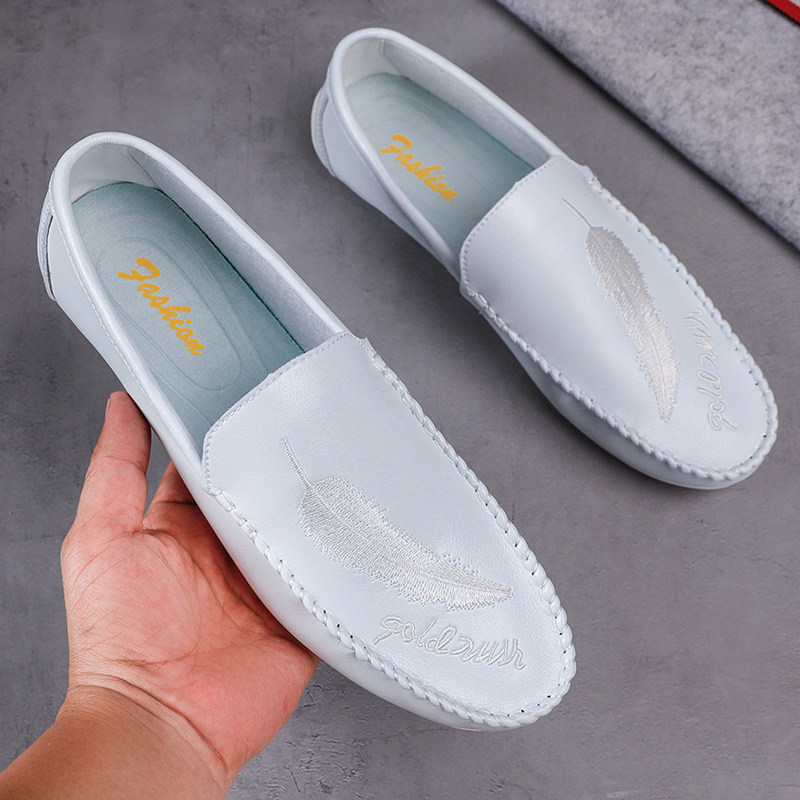 2026春季新款英伦软底白色豆豆鞋男休闲一脚蹬透气软皮百搭懒人鞋,流行男鞋,乐福鞋（豆豆鞋）,淘宝优惠券,粉丝福利购,淘宝优惠卷