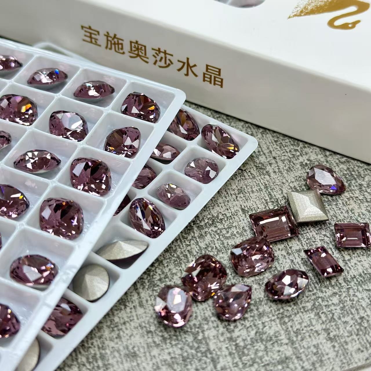 施华洛同款美甲钻干枯玫瑰K9钻DIY饰品配件超闪尖底钻淡紫美甲